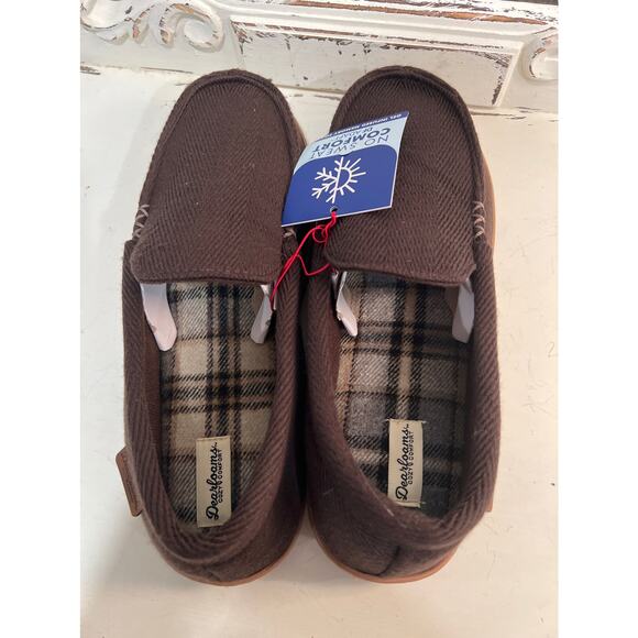 DEARFOAMS No Sweat Comfort  Gel Infused Memory Foam Brown Slippers Large 11-12 - Picture 3 of 6